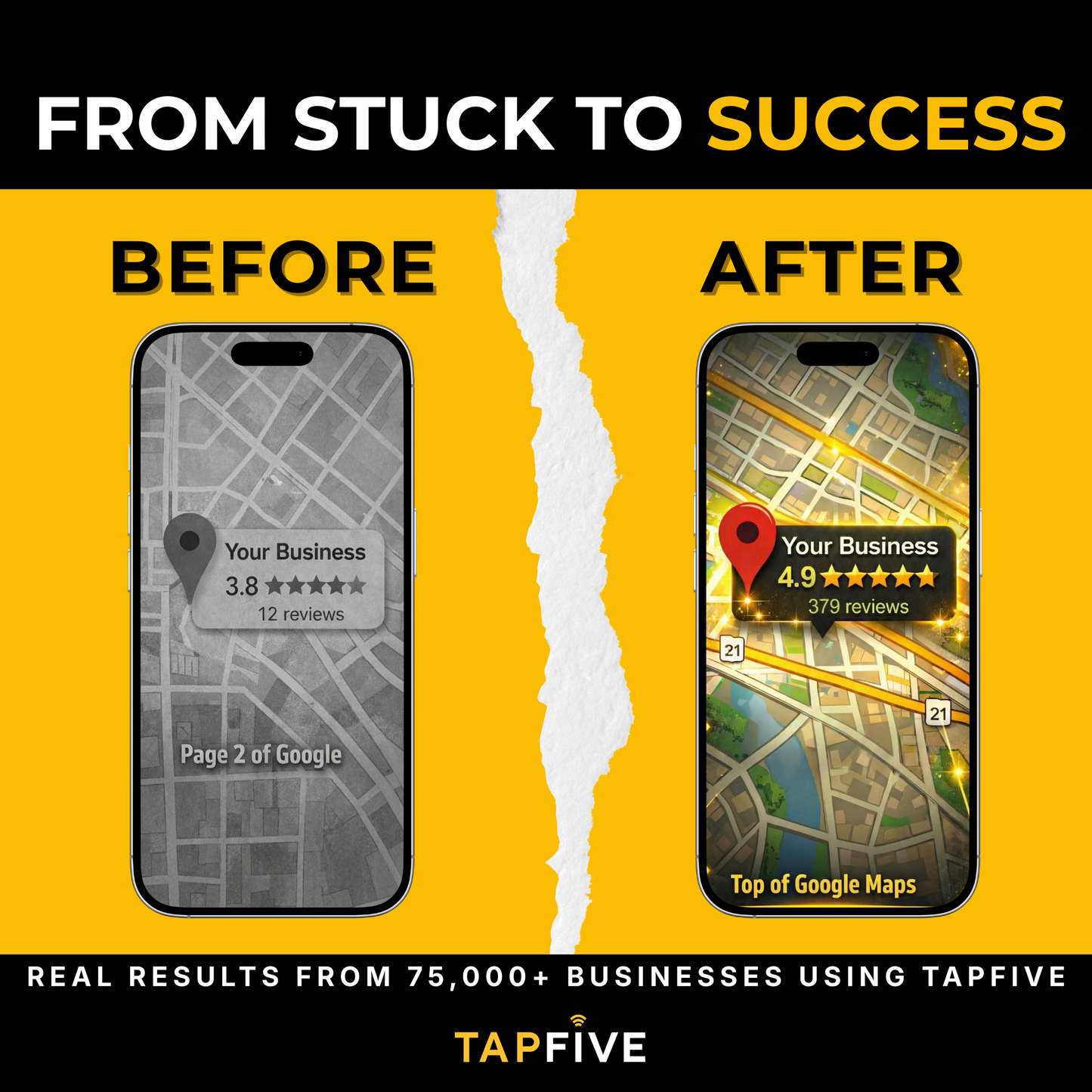 TapFive Google Review Tap Card - Reusable Smart QR Code and NFC