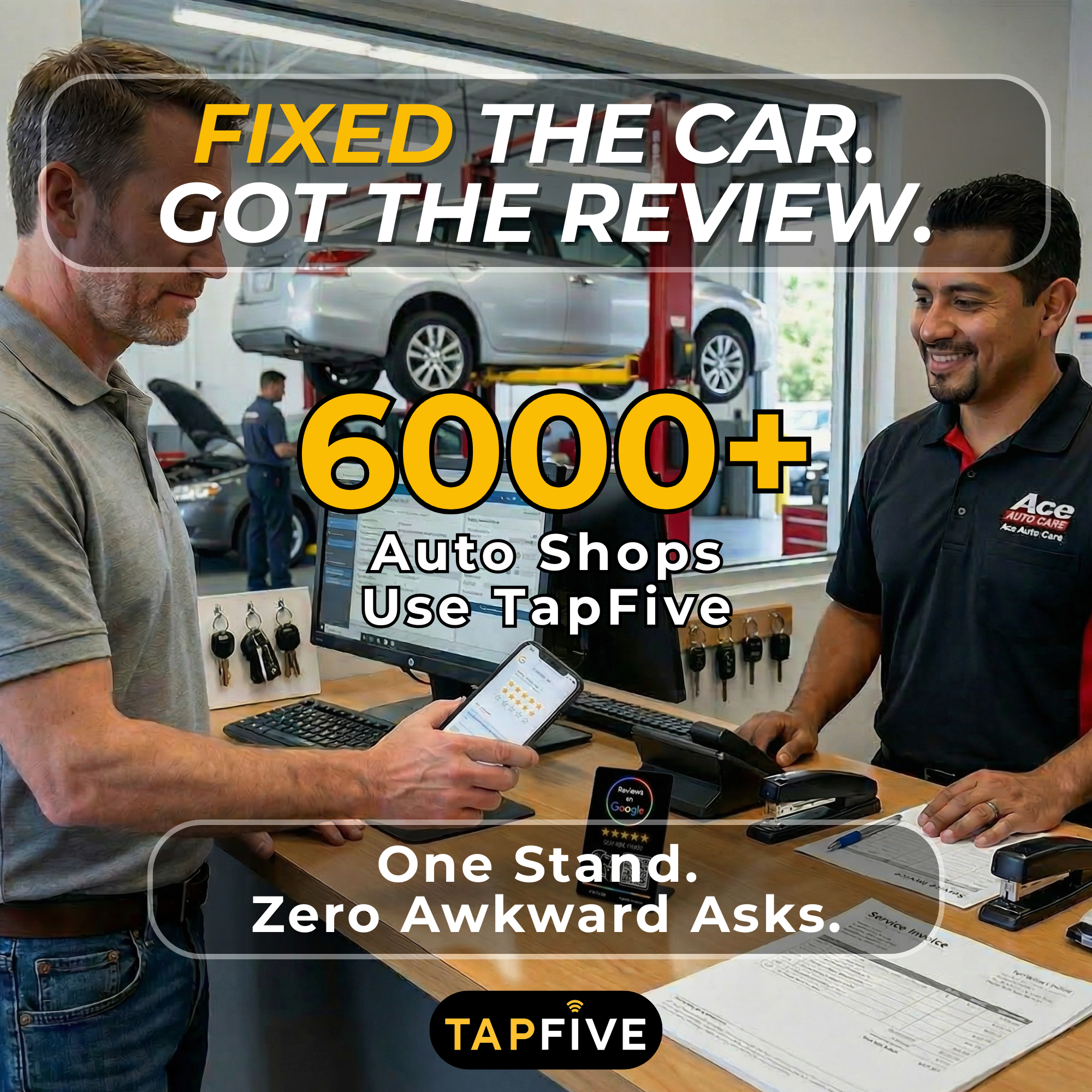 TapFive Google Review Tap Stand
