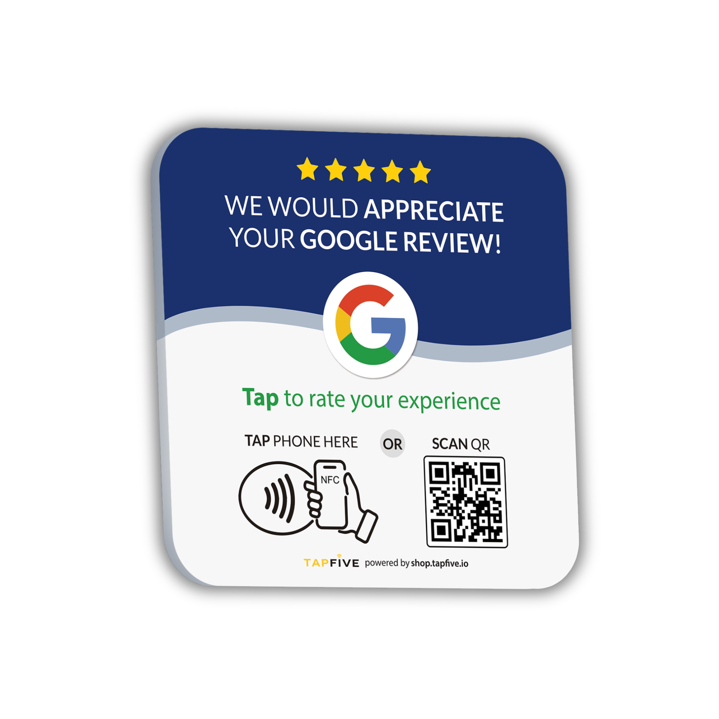 TapFive Google Review Plate