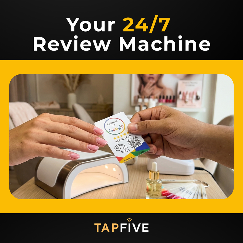 TapFive Google Review Card - lifestyle product photography, NFC review card displayed in professional business setting - image 8