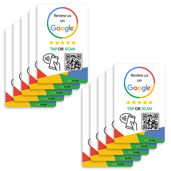 TapFive Google Review Tap Card - Reusable Smart QR Code and NFC