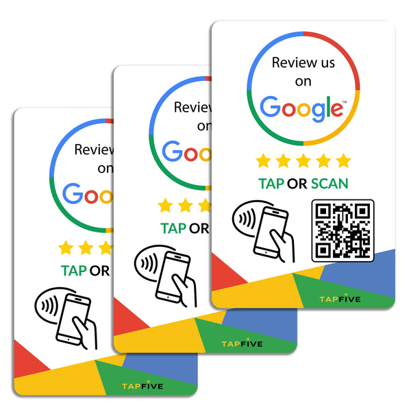 TapFive Google Review Tap Card - Reusable Smart QR Code and NFC