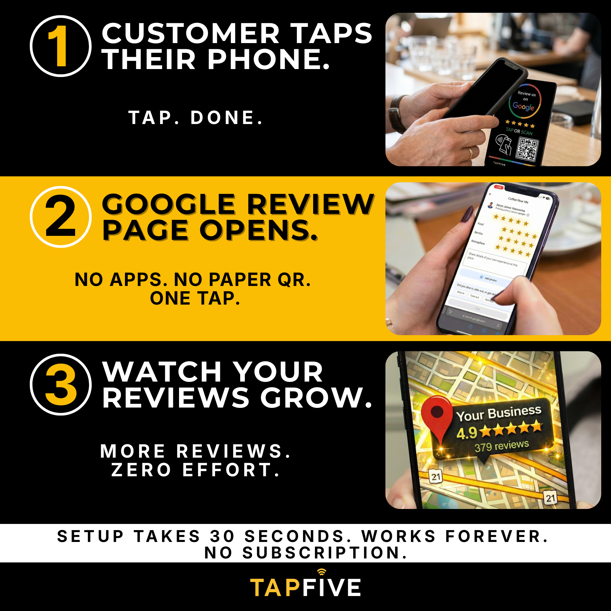 TapFive Google Review Tap Stand