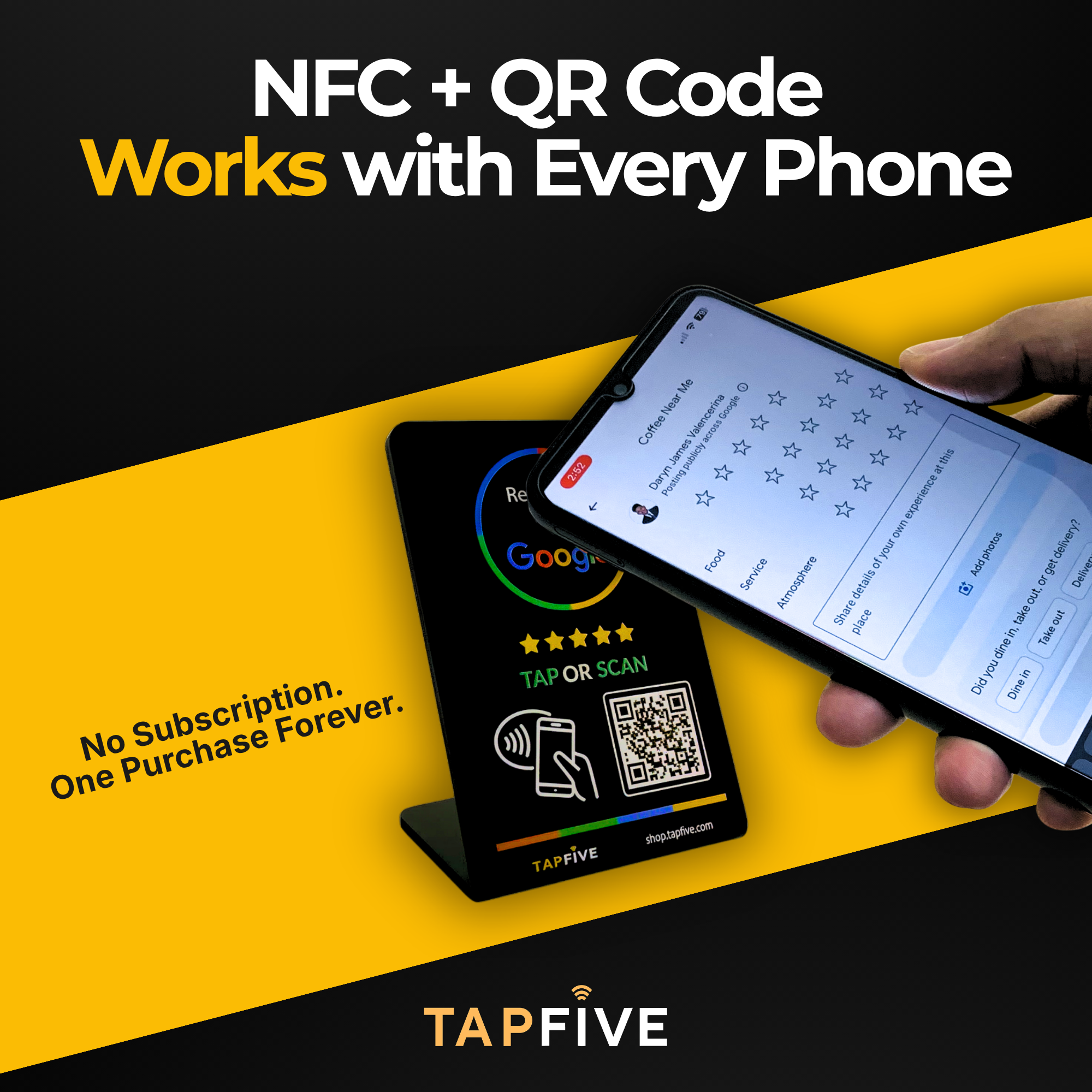 TapFive Google Review Tap Stand