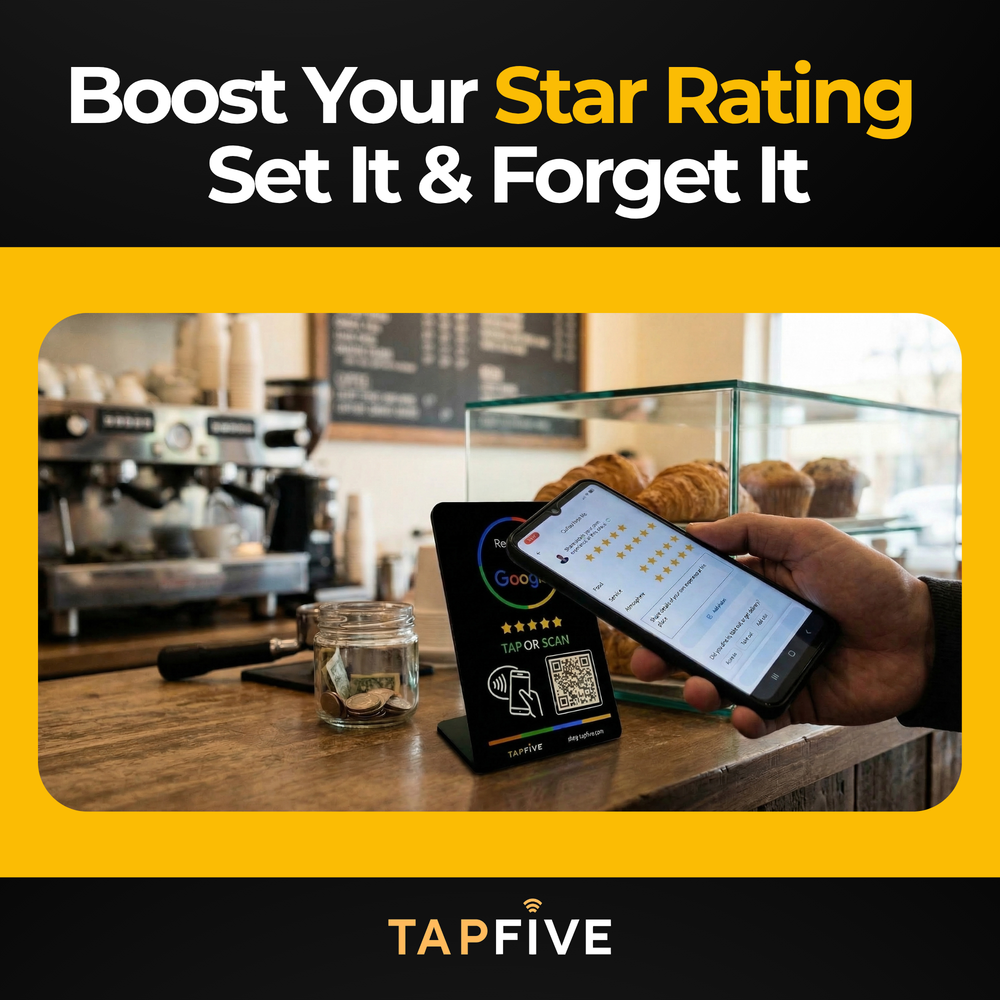 TapFive Google Review Tap Stand