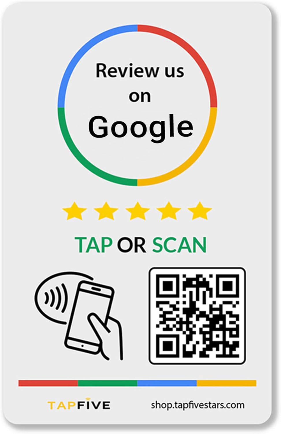 TapFive Google Review Sticker