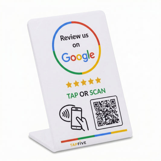 TapFive Google Review Tap Stand (White)